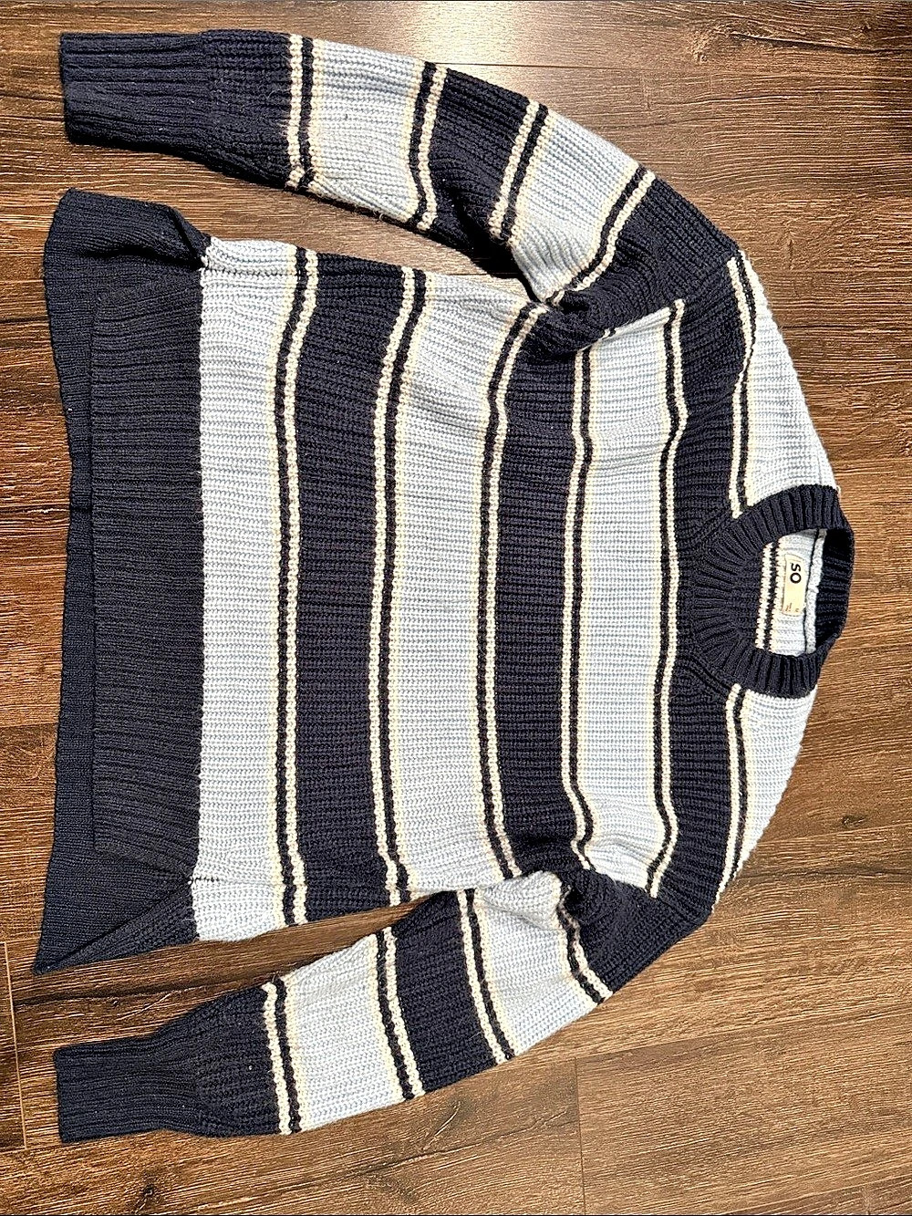 SO Striped Crewneck Sweater Blue & Black Size Small